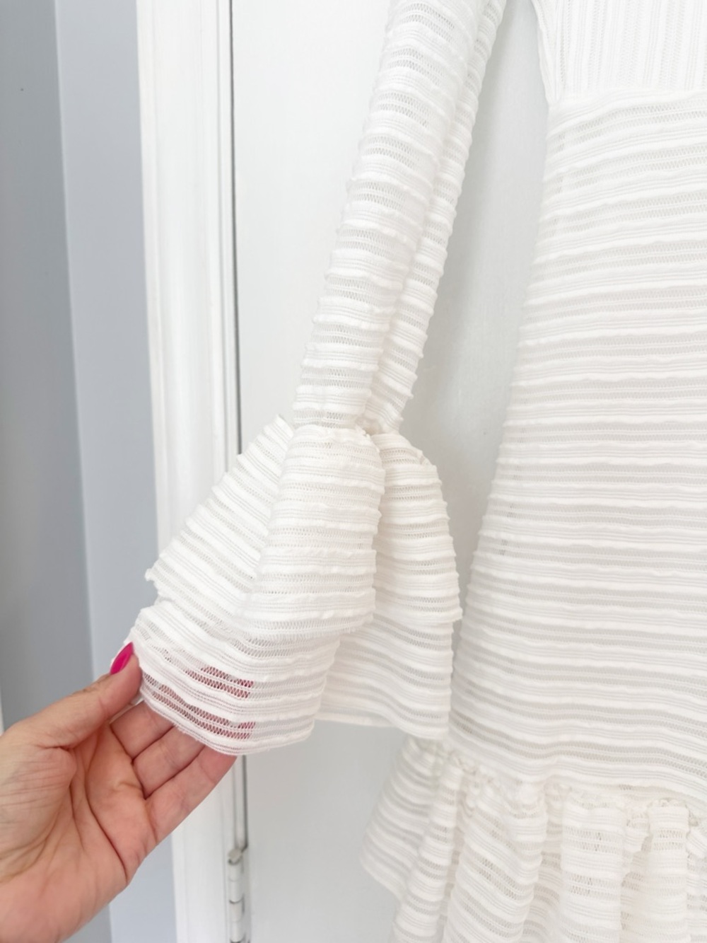 Lulus For Always White Ruffled Long Sleeve Dress L - Picture 8 of 12